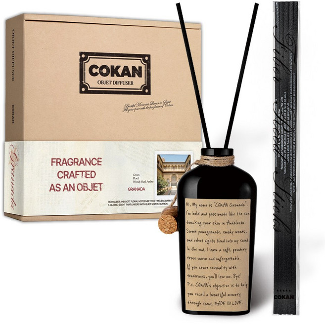 코칸 우디향 오브제 디퓨저 실내 방향제 프리미엄 선물세트, 1개, 170ml, 그라나다
