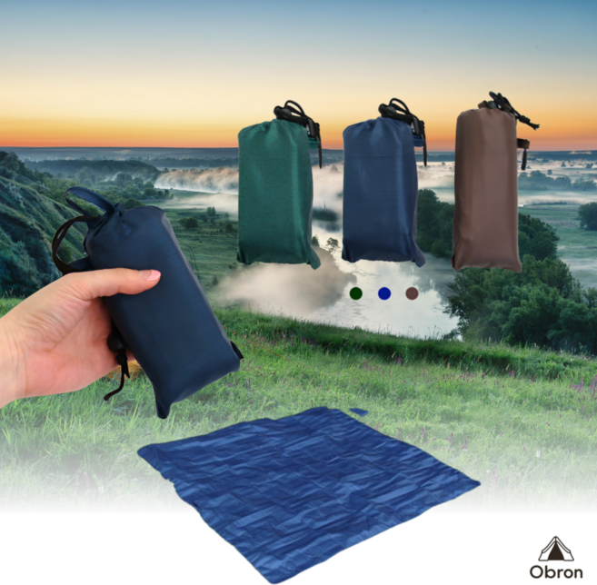 오브론 등산용 식탁보 피크닉 돗자리 휴대용 야외 포켓 방수 초경량, 브라운