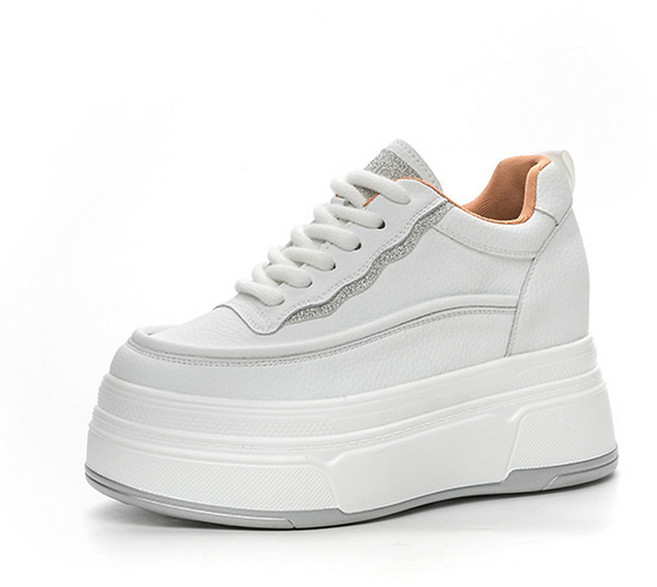 지디오 여성 키높이 운동화 9CM 가죽 스니커즈 하이탑