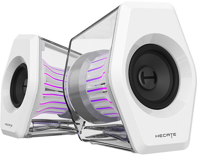 에디파이어 블루투스 5.4 RGB 조명 7.1 서라운드 사운드 2.0 게이밍 컴퓨터 스피커 G2000 PRO, 화이트