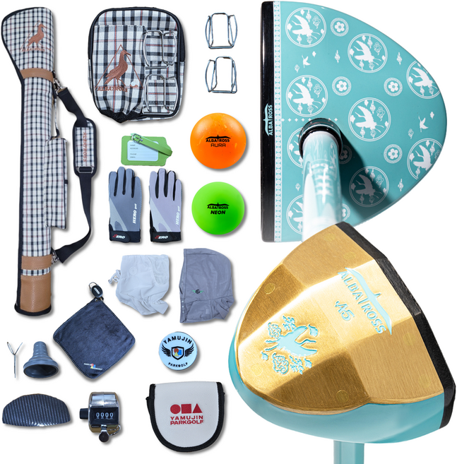 히어로 파크골프채 협회공식인증 국산프리미엄 16종세트, 청자, 체크베이지, XL
