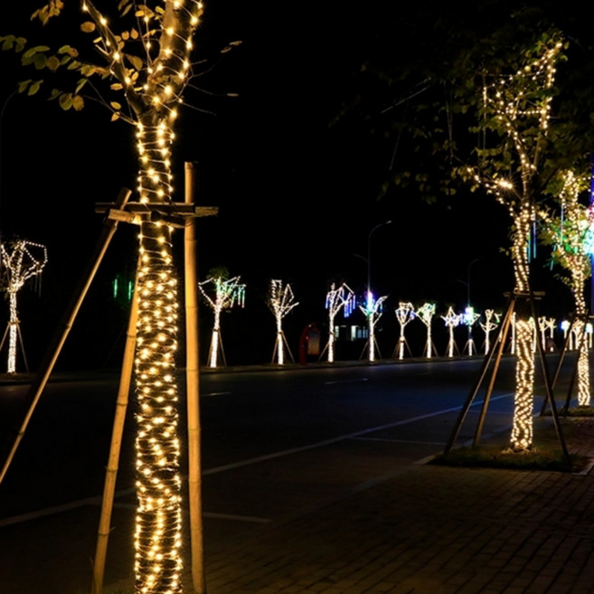 태양광 줄조명 크리스마스 트리 전구 호스등, 100구(12m)_전구색, 100구(12m) 전구색