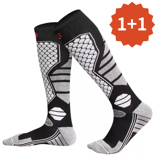 오스피셔스 스노우보드 스키 양말, 블랙, 2개