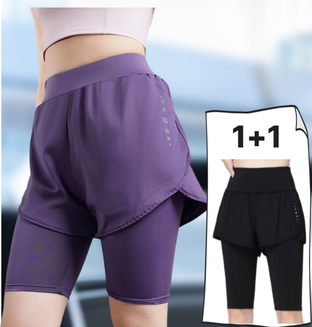 바레노 여성 5부 레깅스 일체형 2장세트