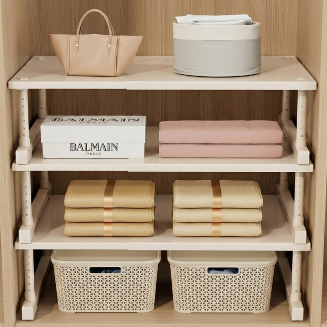 홈위시 길이 높이 조절 옷장 싱크대 정리 선반, 화이트