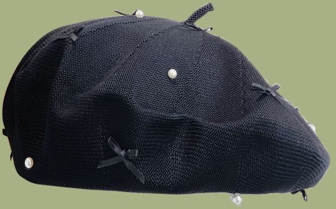 여성 여름 베레모 니트 베레모 진주 장식 봄 여름 세련된 디자인 유행 패션 모자 JS