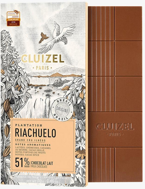 프랑스 클루이젤 Cluizel Riachuelo 51% 카카오 리아추엘로 밀크 초콜릿바 70g, 6개