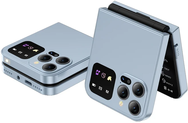 SERVO A50 플립 휴대폰 2G GSM 2.4" 디스플레이 자동 통화 레코더 단축 다이얼 접이식, 02 Blue