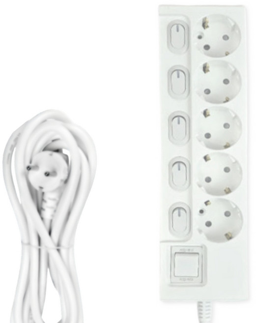 리빙라이팅 고용량 멀티탭 5구 16A 개별스위치 과부하차단 국내생산 KC인증, 1개, 5구 개별스위치, 2.5m