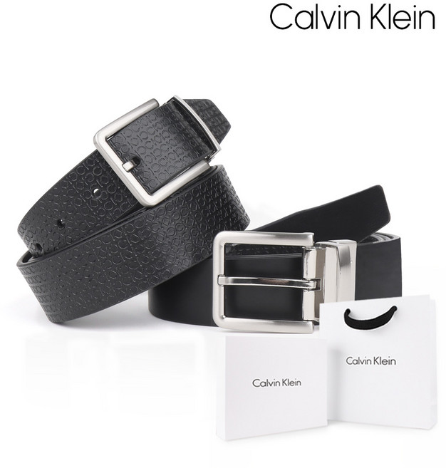 캘빈클라인 남성 양면 가죽 벨트 블랙블랙 정장 청바지 선물세트