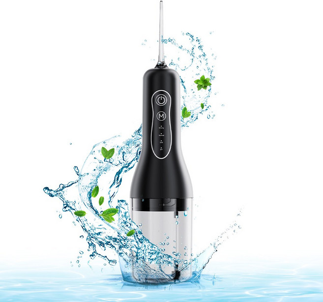 대용량 휴대용 구강세정기 무선 물치실 강도조절 4가지팁 IPX7등급 방수, 블랙