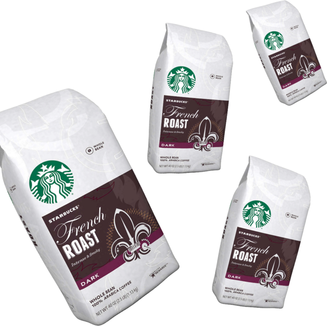 스타벅스 프렌치 로스트 홀빈 (Starbucks French Roast Whole Bean Coffee), 1.13kg, 4개, 1개