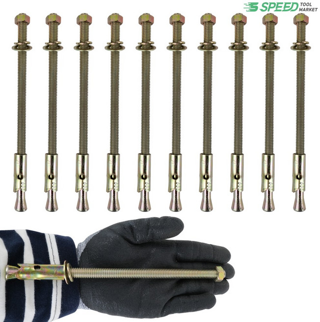 3/8 철 셋트앙카볼트 10mm 길이 200mm 10개 콘크리트 세트 앙카, 1개