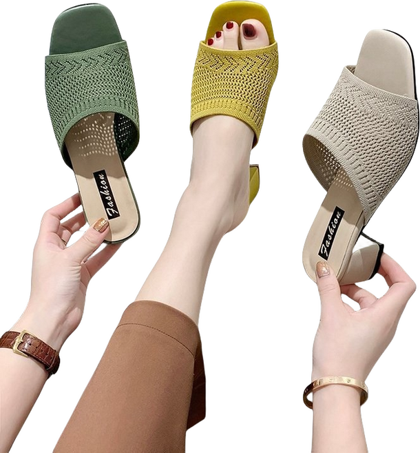 예쁜여성슬리퍼 발편한 여성용 샌느 미들힐 뮬 슬리퍼