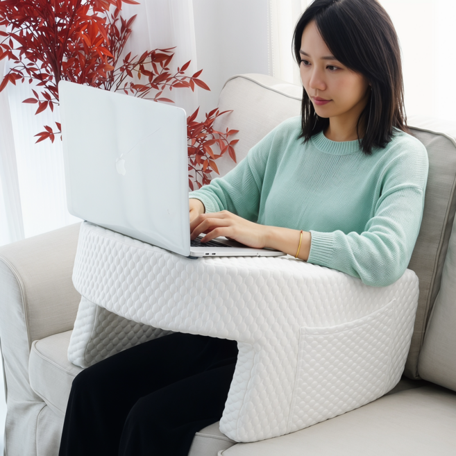 텍스스테드 고밀도 폼 독서 쿠션 침대테이블 게이밍쿠션 뜨개질쿠션, 쿨링 화이트