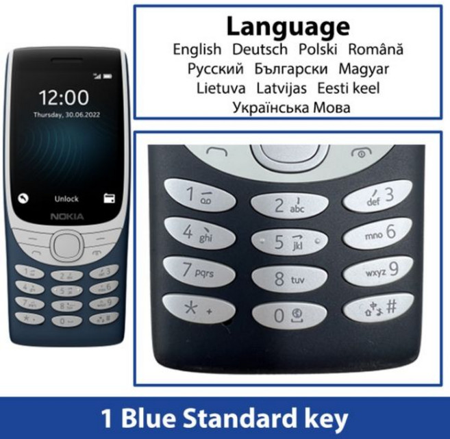 노키아 8210 4G 기능 휴대폰 2.8 인치 디스플레이 블루투스 5.0 1450mAh 듀얼 심 FM 토치 견고한 푸시 버튼, Standard Package_1 Blue Standa