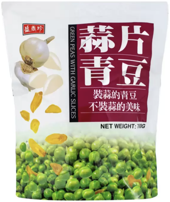 盛香珍 蒜片青豆 香脆蒜片 獨立包裝 休閒零食, 760g, 1包