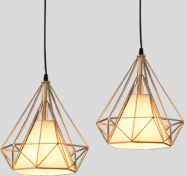 케이시조명 다이아 2등 식탁등 팬던트 조명 LED 전구포함 노란불, 골드