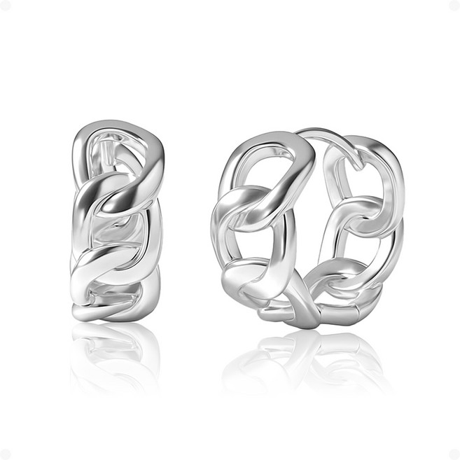 ARIN 실버925 와이드 체인 볼드 원터치 귀걸이 여성 데일리 AOD084