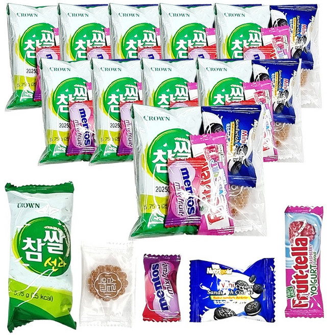 개별포장 간식구디백 간식세트 간식꾸러미 단체간식, 10개, 01-7.냠냠냠 참쌀선과 5종