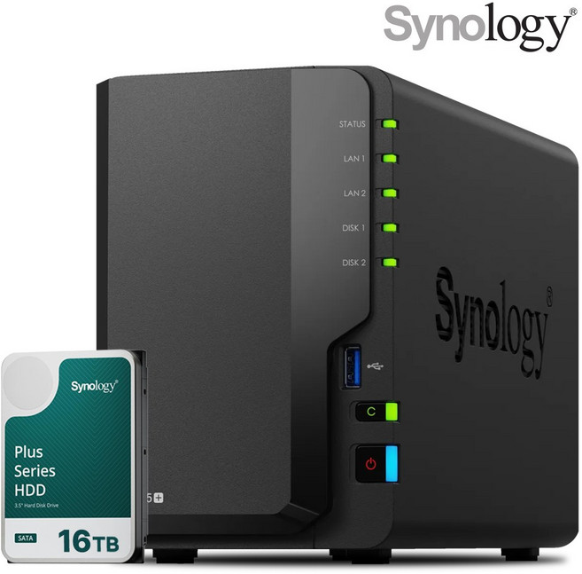 [ 시놀로지 공식총판 ] 시놀로지 나스 DS225+2bay [16TB]HAT3310-16TBX1EA 합본 기업용 NAS