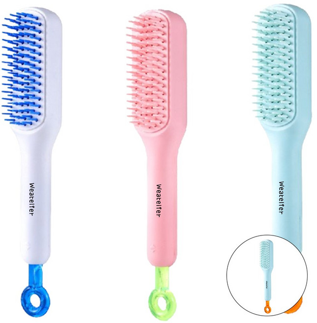 위뜰리에 원터치 간편청소 엉킴방지 머리빗, 1개, 스카이블루