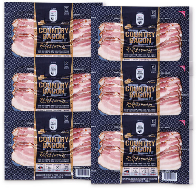 존쿡 델리미트 컨츄리 베이컨 숙성 돼지삼겹 스모크 샐러드 요리, 6세트, 120g