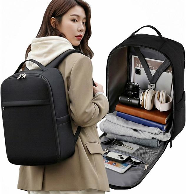 듀엘라 노트북 대학생 백팩 직장인 여행용 고등학생 책가방 분리수납 캐리어 보조가방