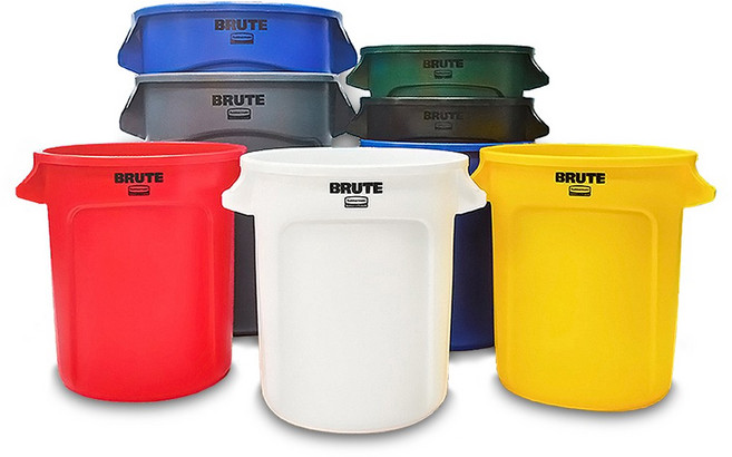 러버메이드 브루트 돌리세트 대형 플라스틱 원형통 컨테이너 업소용 쓰레기통 카페 원두보관, 벤티드 브루트(통+돌리)세트, 75L, 파랑
