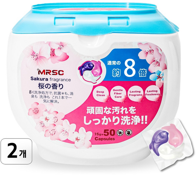 MRSC 딥클린 초고농축 올인원 캡슐세제 체리블라썸 퍼퓸, 50개입, 2개