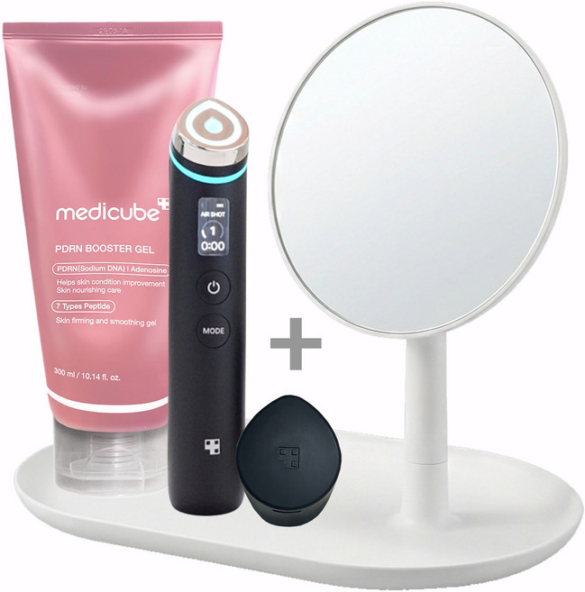 메디큐브 에이지알 부스터 프로 + PDRN 부스팅 젤 + 캡 + 메디큐브 정품 스탠드 거울
