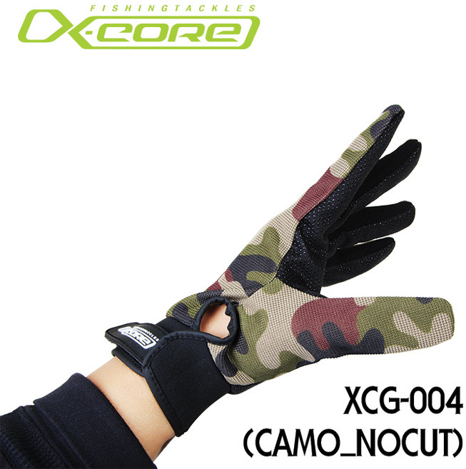 엑스코어 카모 피싱글로브 XCG-004 프리사이즈 노컷 낚시장갑 피싱글로브, 1개