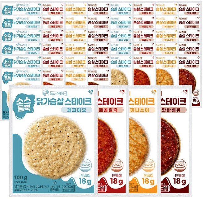 득근파티 소스듬뿍 닭가슴살 스테이크 4종 혼합, 100g, 24개