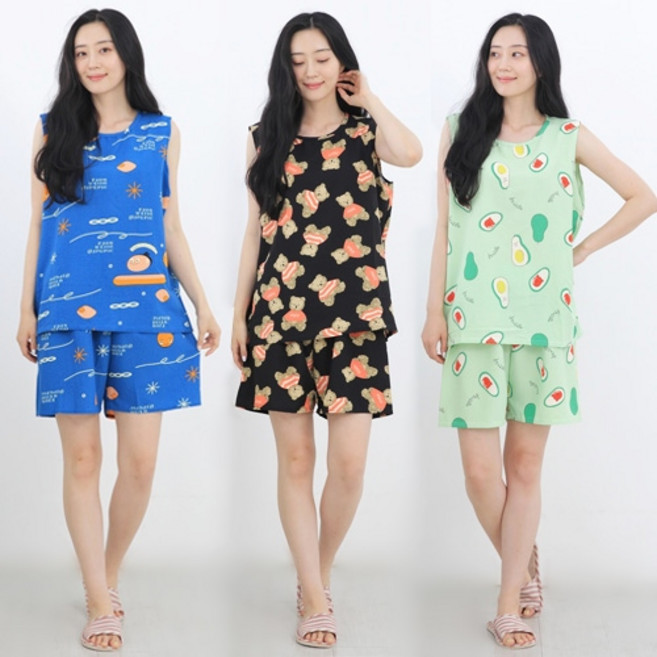 [오지다] 시원한 민소매 잠옷세트 88까지 빅사이즈