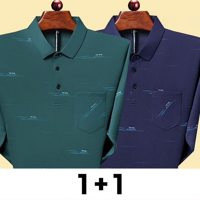 메인워크 1+1 중년남성 빅사이즈 폴로넥 긴팔 티셔츠 봄가을 간절기 스판 아빠룩 포켓 카라 와이드 터틀넥 비즈니스 이너 상의 2매입