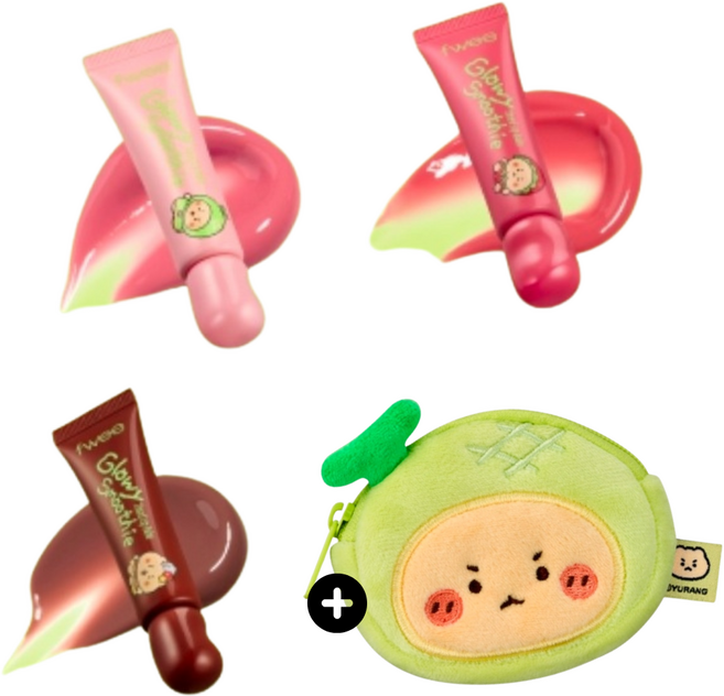 퓌 망곰 글로이 스무디 틴티드 립밤+멜론 동전 지갑 기획 세트, 1개, 9.5g, GW01 망고 피치 블렌드