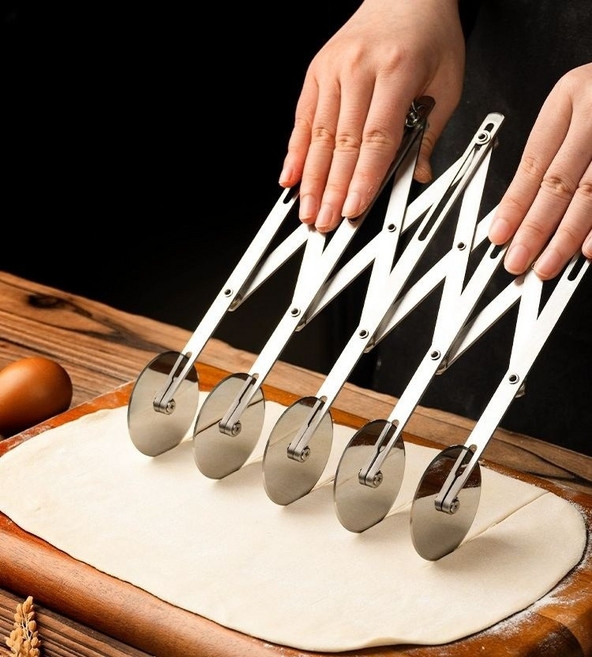 베이킹 반죽 커팅기 롤링 커터 빵집 절단기 크루아상, 7륜 스테인리스 칼, 1개