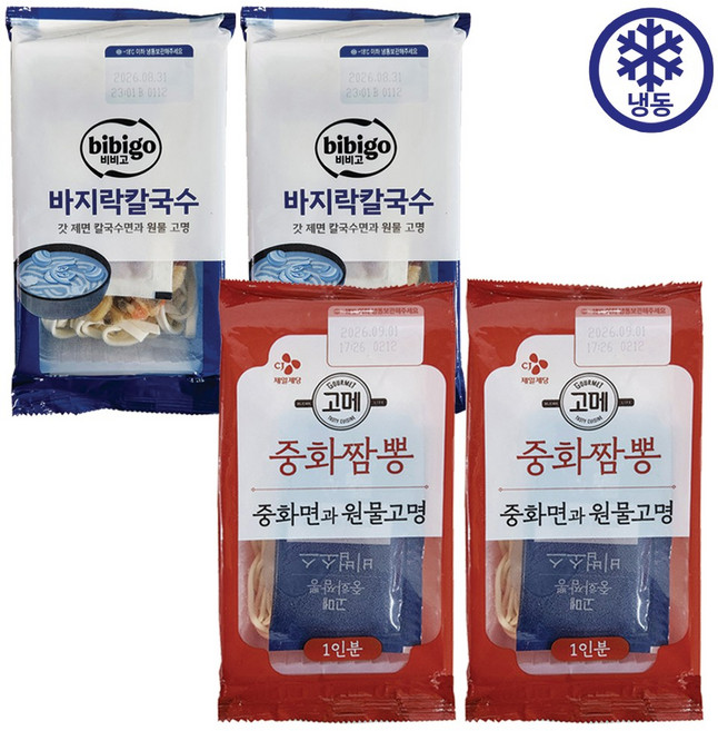 비비고 바지락 칼국수 + 고메 중화 짬뽕, 2개, 647g