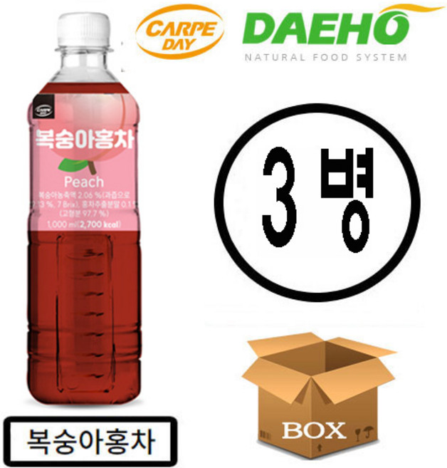 대호 카르페데이 복숭아홍차 액상, 1L, 3개