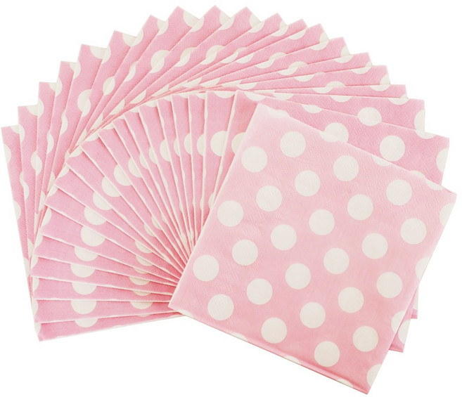 파티냅킨 종이 생일파티 테이블 장식, 도트핑크, 1개, 20개입