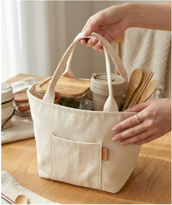 탑피아 심플한 보온 보냉백, 흰색, 1개