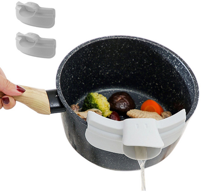 실리콘 깔대기 냄비 주둥이 국물깔때기, 회색, 2개