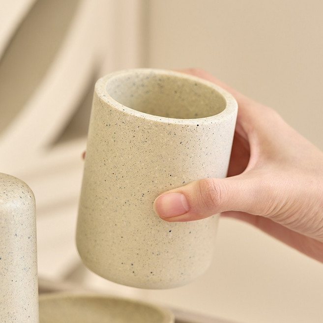 몬도홈 샌드스톤 멀티홀더 칫솔꽂이 양치컵, 1개