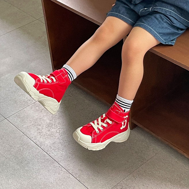 MLB 키즈 빅볼 청키 하이탑 끈없는 예쁜 운동화 키높이 벨크로 아동화