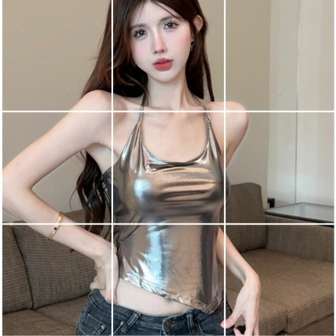 辣妹露背掛脖修身背心 實拍顯瘦春夏綁帶掛脖 小可愛百搭上衣