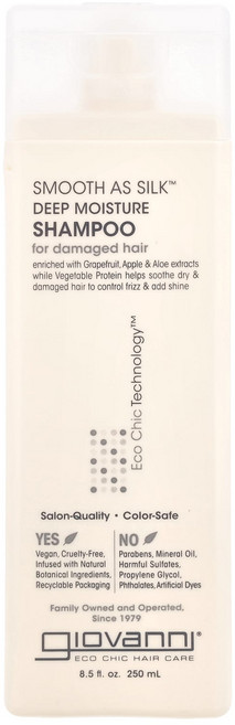 Giovanni Smooth As Silk 딥 모이스처 샴푸 손상된 모발용 250ml(8.5fl oz), 250ml, 1개
