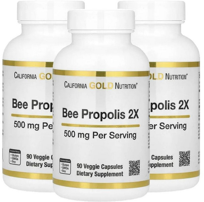 CGN 꿀벌 프로폴리스 2X 추출물 농축액 Bee Propolis 500mg 90캡슐 3병, 3개
