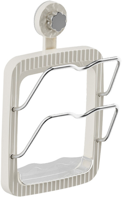 투데이리빙 무타공 2단 벽걸이 냄비 뚜껑 거치대 도마 후라이팬 정리 걸이 조리도구 수납 받침 정리대 흡착 스텐 꽂이 선반, 1개, R98589W(화이트