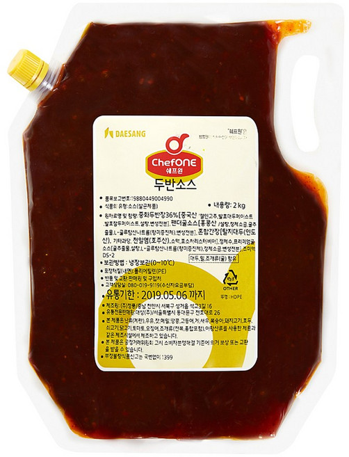 쉐프원 두반소스 2kg(마파두부용)/청정원 소스, 2kg, 1개