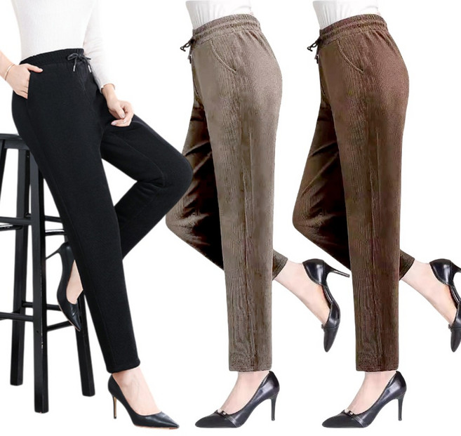 따수니 겨울 기모 여성 골덴바지 3종 세트 세미배기 테이퍼드핏 코듀로이 바지